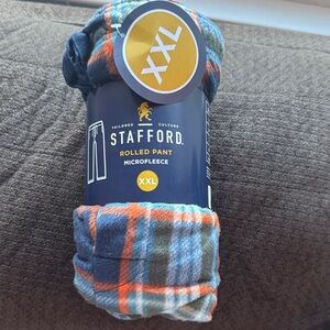 NWT- Stafford Microfleece Rolled PJ Pant – Blue & Orange Plaid